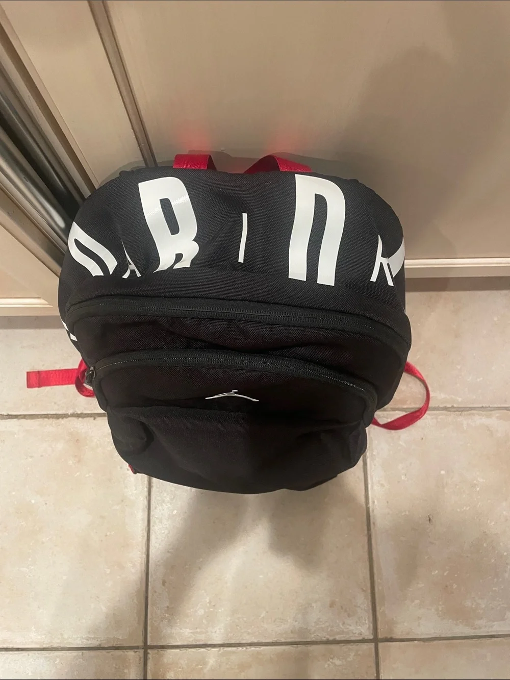 Jordan Black Backpack with Red Straps and White Jumpman